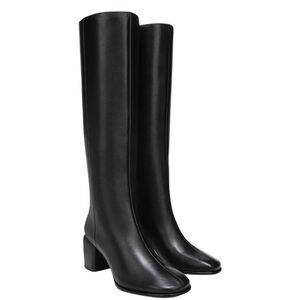 New Vince Maggie Black Heeled Knee-High Leather Boots Fall Winter Wide Calf